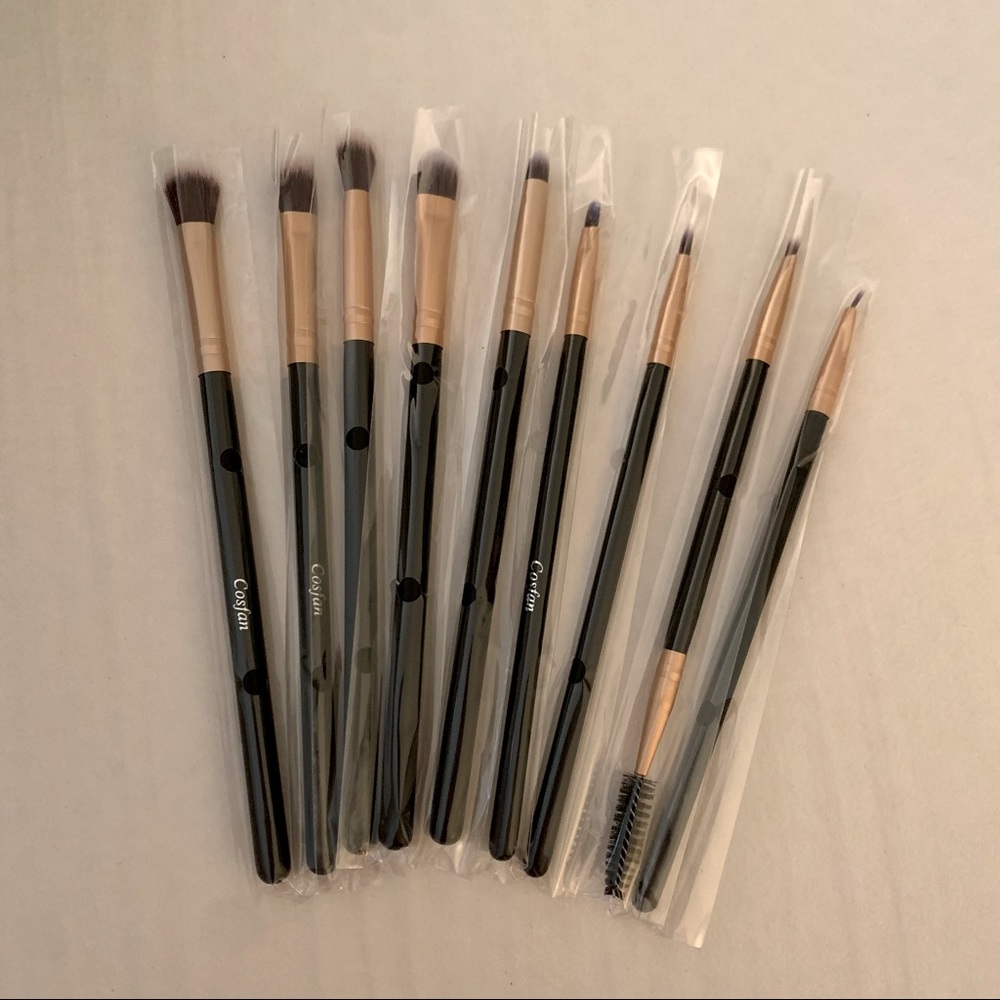 New 9 pc Rose Gold Brush Set